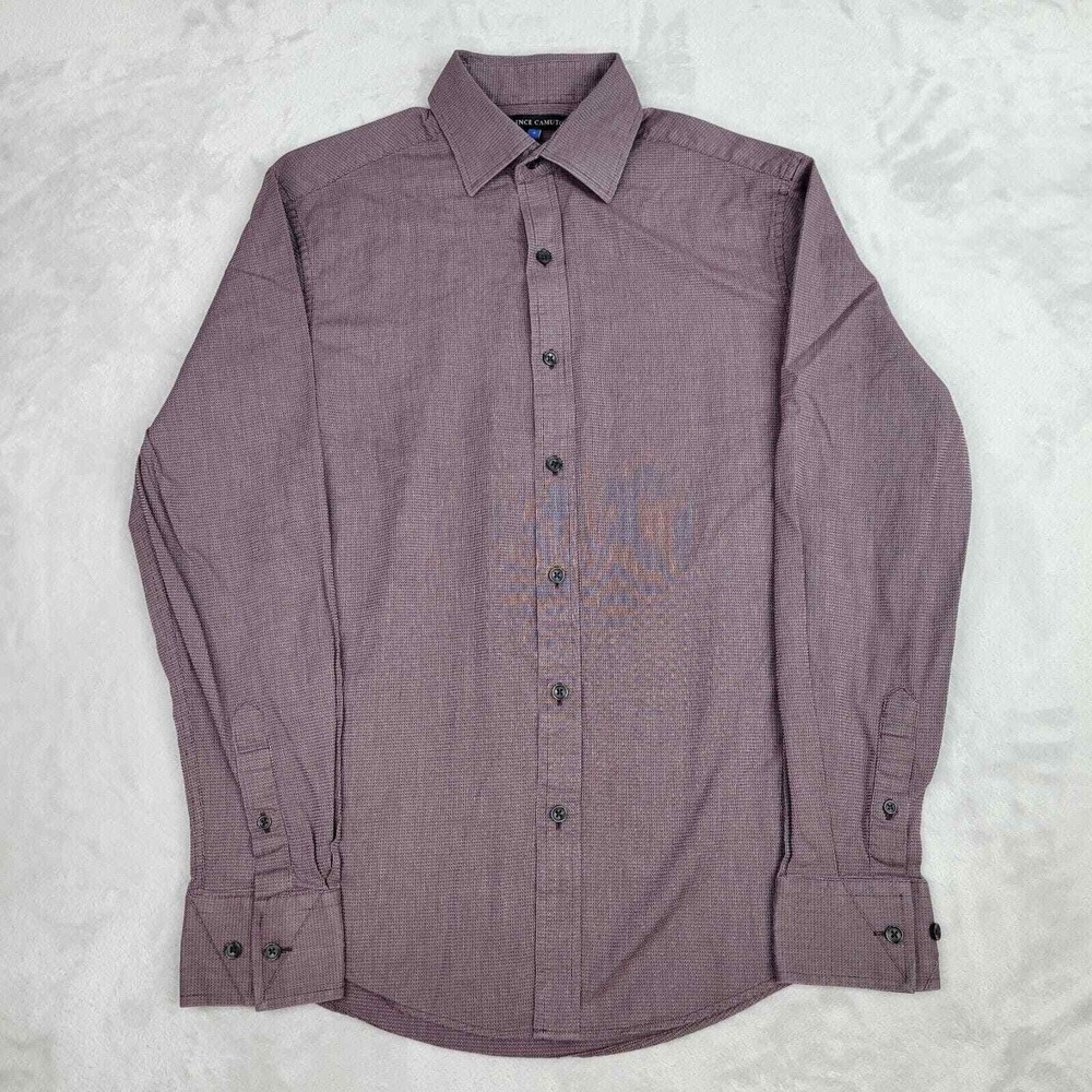 Vince Camuto Shirt Men Small Purple Cotton Button Up Dress Oxford Collared Adult